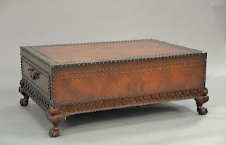 Ralph Lauren coffee table with drawer on either end, on ball and claw feet. ht. 19 in.; top: 32" x 48"