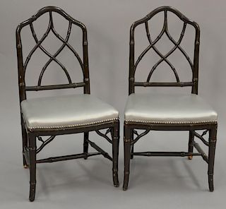 Set of eight Bamboo style side chairs.