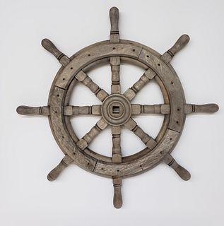 Vintage Teak Wood Captain's Ship's Wheel