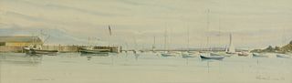 Y. Brent Vintage Watercolor on Paper "Stonington Harbor"