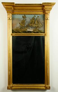 American Gilt Framed Eglomise Constitution Mirror, 19th Century