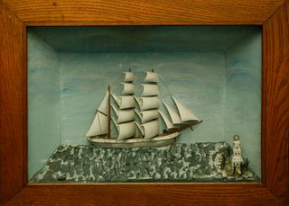 Shadowbox of the Ship "Marie" with Lighthouse