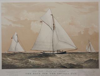 Currier & Ives Print "Race for the America's Cup at New York Nov. 9-10, 1881"