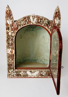 American Shell and Chipped Agate Encrusted Display Case, circa 1850