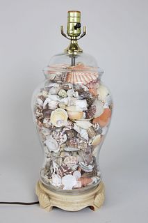 Contemporary Vase with Tropical Shells Mounted as Lamp