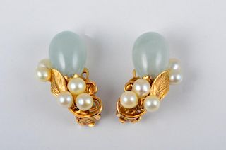 Jade And Pearl Earrings