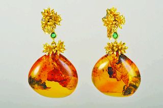 Aldo Cipullo Amber Gold Earrings