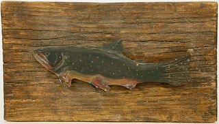 Vintage Folk Art Carved and Painted Brook Trout