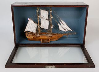 Small Shadowbox with Two-Masted French Bark