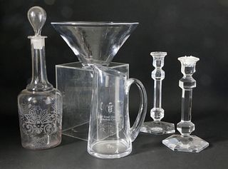 Collection of Crystal Including a Signed Simon Pearce Bowl and Water Pitcher