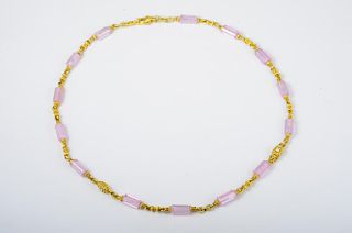 Judith Ripka Pink Quartz Gold Chain Necklace