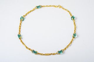 Judith Ripka Green Quartz Gold Chain Necklace