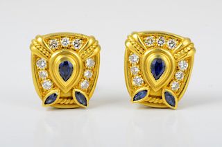Judith Ripka Sapphire Diamond Earrings