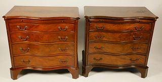 Pair of Custom George III Style Serpentine Front Bachelor's Chests