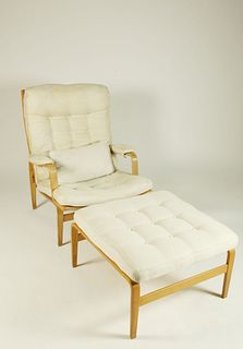 Vintage Bruno Mathsson Ingrid Lounge Chair and Stool, for Dux Sweden
