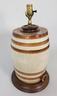 19th Century Dolton Lambeth 2 Gallon Stoneware Barrel Mounted as a Lamp