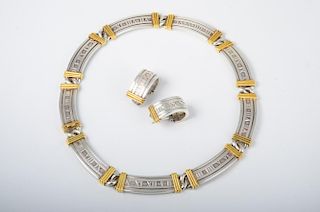 Tiffany Atlas Silver Gold Necklace Earrings Set
