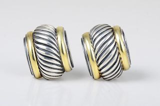 David Yurman Silver Gold Earrings