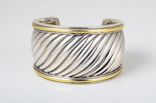 David Yurman Silver Gold Cuff Bracelet