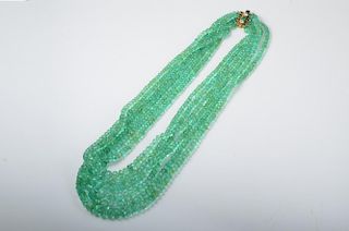 Six Strand Emerald Bead Necklace