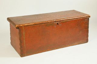 American Red Stained Pine Blanket Chest, 19th Century