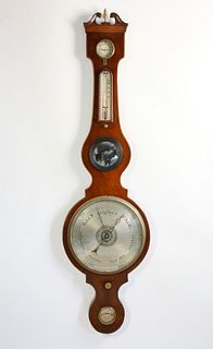 J. Prandi, Sheffield England Mahogany Banjo Barometer, 19th Century
