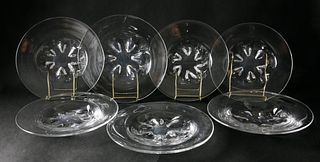 Set of Seven Orrefors Shallow Glass Bowls