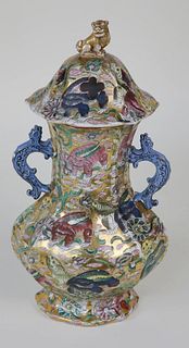 Mason's Ironstone Bandana Pattern Potpourri Vase, circa 1830-1840