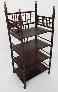 Antique 4-Tier Ball and Spool Turned Sheet Music Stand Etagere