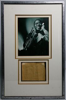 Louis Armstrong Hand Written Memorabilia Note and Photograph