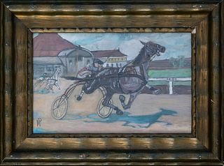 HORSE RACE OIL PAINTING