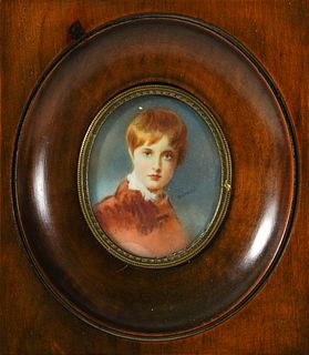 MINIATURE PORTRAIT OF A YOUNG BOY OIL PAINTING