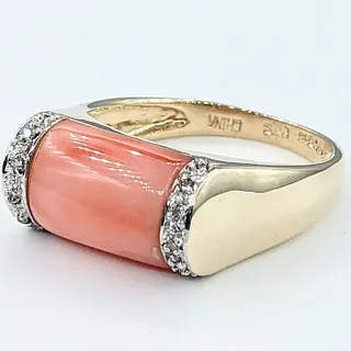 Charming Coral & Diamond Cocktail Ring