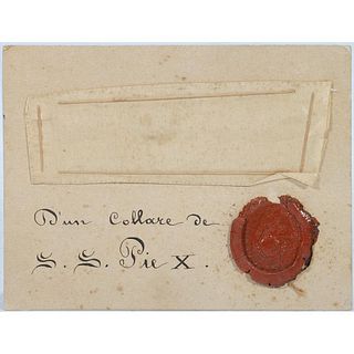 Pope Pius X, Collar Fragment with Wax Seal