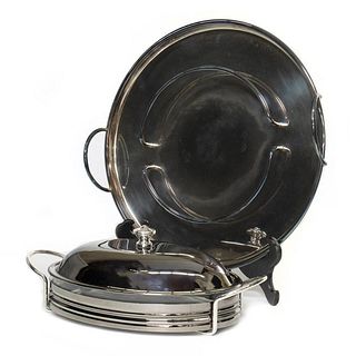 Cassetti Silver-Plated Tray, with Pyrex Casserole