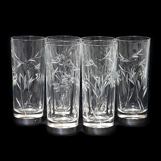 Set of 6 Czech Cut-Crystal and Silver Highball Tumblers