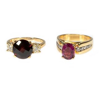 Two gem-set and 14k gold rings