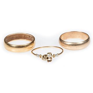 Collection of three 14k gold rings