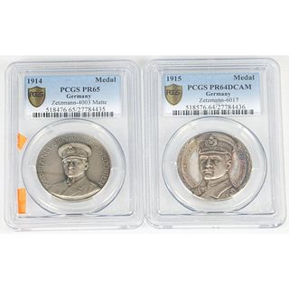 Two German Silver WWI Otto Weddigen Medallions