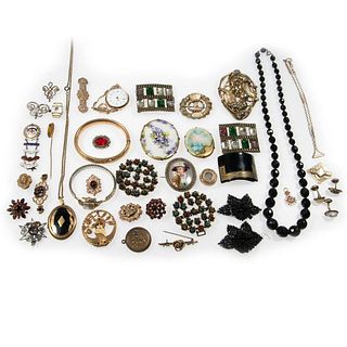 Collection of antique, costume & gold-filled jewelry