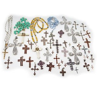 Collection of 76 stone-set and silver crosses