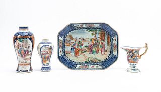4PC CHINESE FAMILLE ROSE PORCELAIN GROUP