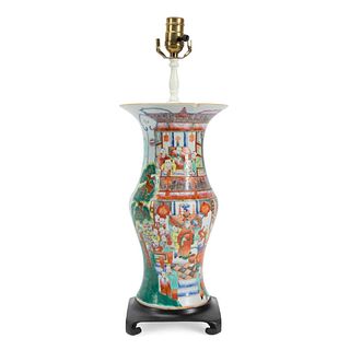 CHINESE VASE MOUNTED AS A LAMP WITH SHADE