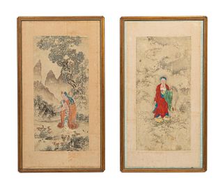 2 19TH C CHINESE SCROLLS, BUDDHA & QUEEN MOTHER