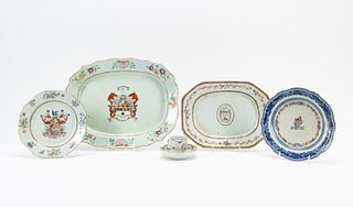 6PC CHINESE EXPORT ARMORIAL PORCELAIN GROUP