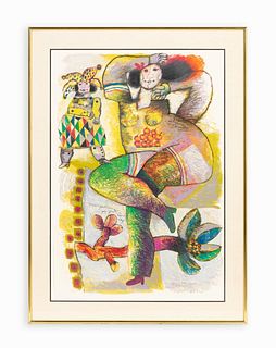 THEO TOBIASSE, DANCING FEMALE FIGURAL LITHOGRAPH