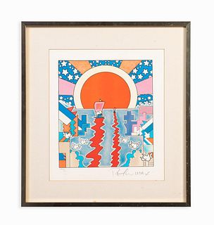 PETER MAX "SAILING NEW WORLDS" SIGNED LITHO