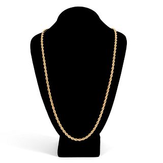 14K YELLOW GOLD ROPE CHAIN NECKLACE, 30"