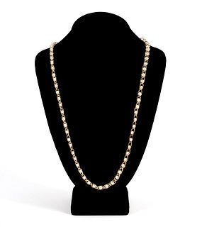 14K YELLOW GOLD & CAGED PEARL NECKLACE, 30"