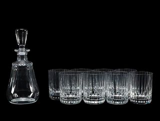BACCARAT DOUBLE OLD FASHIONEDS & DECANTER, 9PC